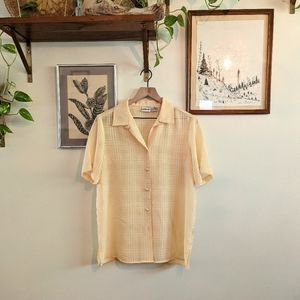 90's vintage sheer plaid button up shirt